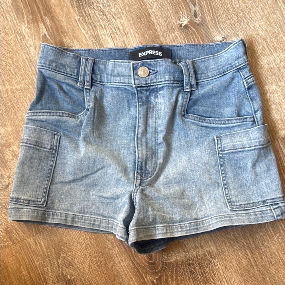 Express Blue Jean Shorts High-Waisted Denim